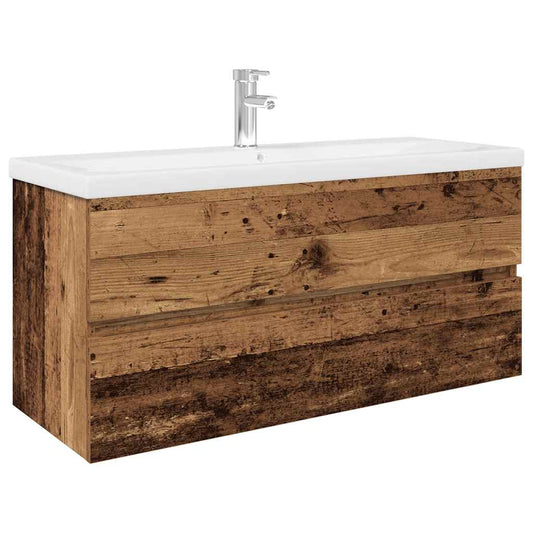 Sink Cabinet with Built-in Basin and Faucet Old Wood Sink Cabinet with Built-in Basin and Faucet Old Wood