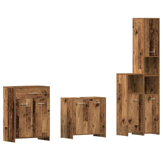 4 Piece Bathroom Furniture Set Old Wood Engineered Wood 4 Piece Bathroom Furniture Set Old Wood Engineered Wood