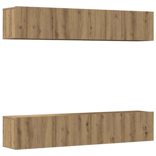 4 Piece Wall-mounted TV Cabinet Set Artisan Oak Engineered Wood 4 Piece Wall-mounted TV Cabinet Set Artisan Oak Engineered Wood