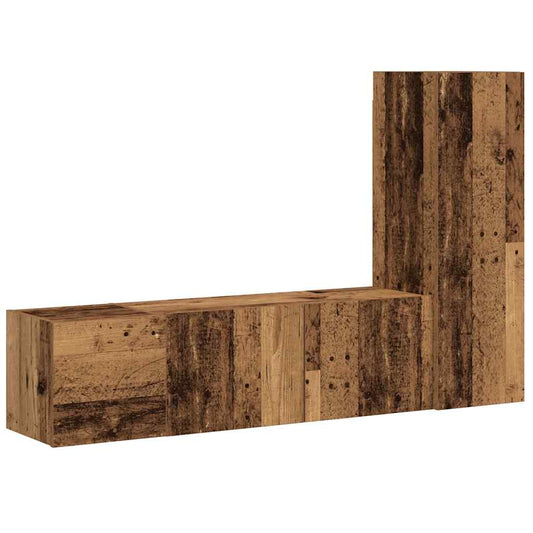 3 Piece Wall-mounted TV Cabinet Set Old Wood Engineered Wood 3 Piece Wall-mounted TV Cabinet Set Old Wood Engineered Wood