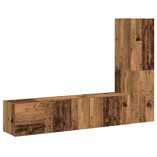 3 Piece Wall-mounted TV Cabinet Set Old Wood Engineered Wood 3 Piece Wall-mounted TV Cabinet Set Old Wood Engineered Wood