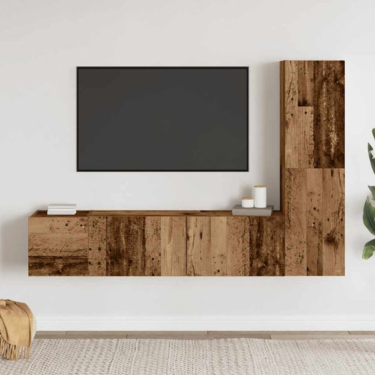 Wall Mounted TV cabinets 3 pcs Old Wood Engineered Wood Wall Mounted TV cabinets 3 pcs Old Wood Engineered Wood