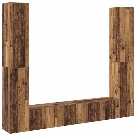 6 Piece Wall-mounted TV Cabinet Set Old Wood Engineered Wood 6 Piece Wall-mounted TV Cabinet Set Old Wood Engineered Wood