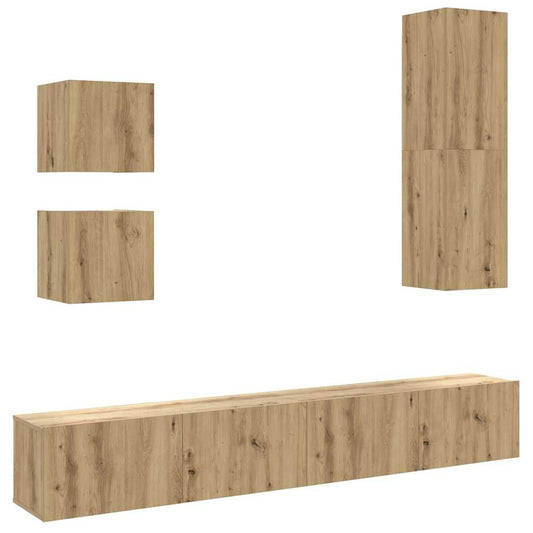 5 Piece TV Cabinet Set Wall-mounted Artisan Oak Engineered Wood 5 Piece TV Cabinet Set Wall-mounted Artisan Oak Engineered Wood