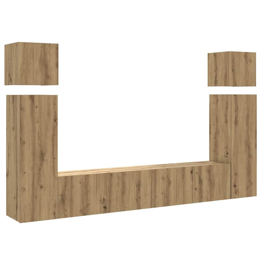 8 Piece TV Cabinet Set Wall-mounted Artisan Oak Engineered Wood 8 Piece TV Cabinet Set Wall-mounted Artisan Oak Engineered Wood