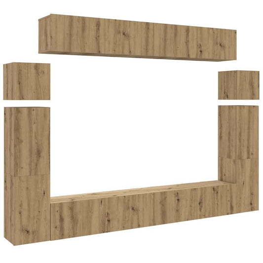 8 Piece TV Cabinet Set Wall-mounted Artisan Oak Engineered Wood 8 Piece TV Cabinet Set Wall-mounted Artisan Oak Engineered Wood