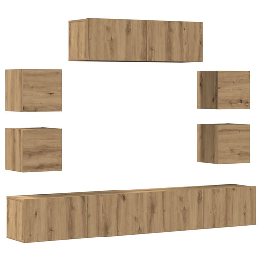 7 Piece TV Cabinet Set Wall-mounted Artisan Oak Engineered Wood 7 Piece TV Cabinet Set Wall-mounted Artisan Oak Engineered Wood
