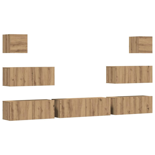 7 Piece TV Cabinet Set Wall-mounted Artisan Oak Engineered Wood 7 Piece TV Cabinet Set Wall-mounted Artisan Oak Engineered Wood