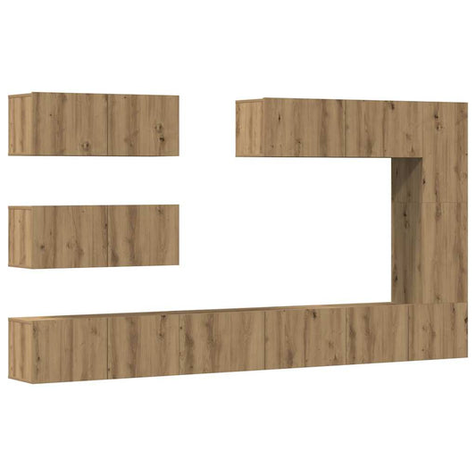 7 Piece TV Cabinet Set Wall-mounted Artisan Oak Engineered Wood 7 Piece TV Cabinet Set Wall-mounted Artisan Oak Engineered Wood
