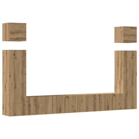 6 Piece TV Cabinet Set Wall-mounted Artisan Oak Engineered Wood 6 Piece TV Cabinet Set Wall-mounted Artisan Oak Engineered Wood
