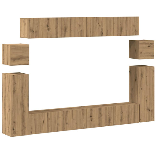 8 Piece TV Cabinet Set Wall-mounted Artisan Oak Engineered Wood 8 Piece TV Cabinet Set Wall-mounted Artisan Oak Engineered Wood