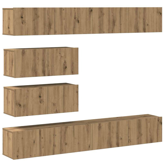 6 Piece TV Cabinet Set Wall-mounted Artisan Oak Engineered Wood 6 Piece TV Cabinet Set Wall-mounted Artisan Oak Engineered Wood