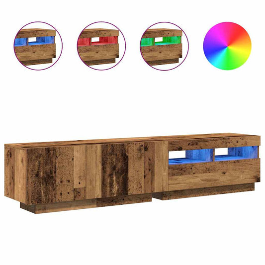TV Cabinet with LED Lights Old Wood 180x35x40cm Engineered Wood TV Cabinet with LED Lights Old Wood 180x35x40cm Engineered Wood
