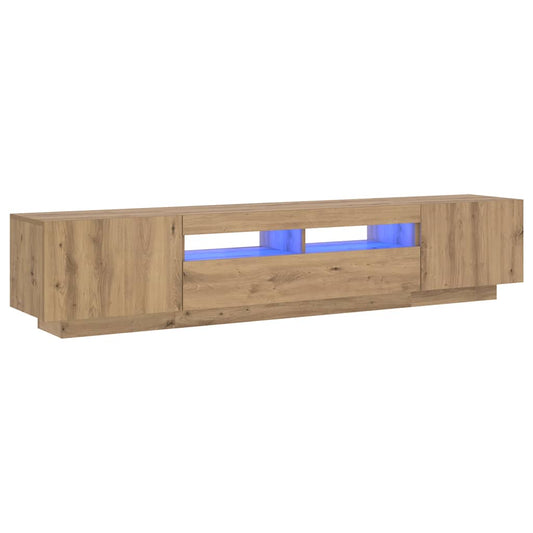 TV Cabinet with LED Lights Artisan Oak 200x35x40 cm TV Cabinet with LED Lights Artisan Oak 200x35x40 cm