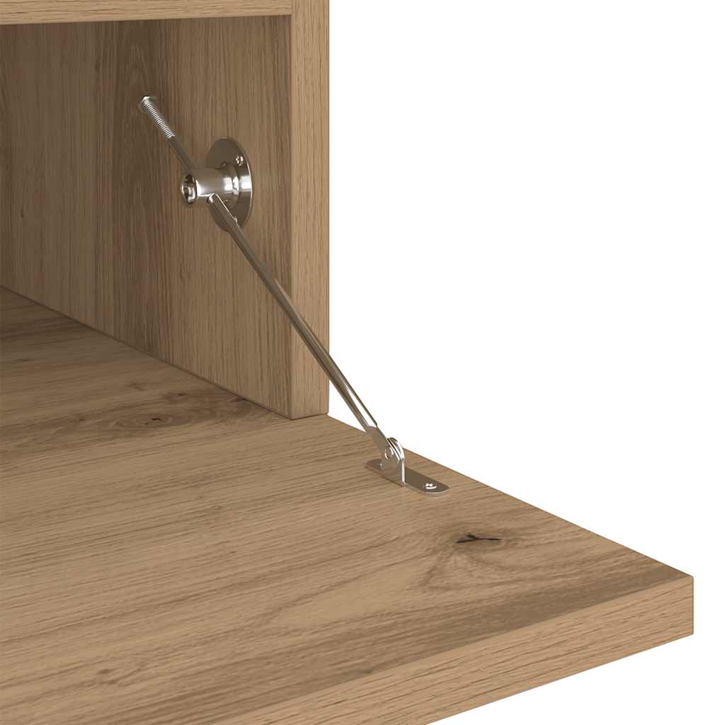 TV Cabinet with LED Lights Artisan Oak 200x35x40 cm Engineered Wood