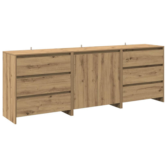 3 Piece Sideboard Artisan Oak Engineered Wood 3 Piece Sideboard Artisan Oak Engineered Wood