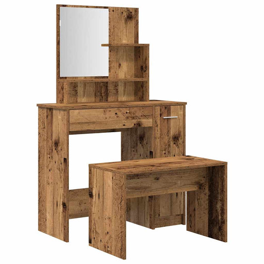 Dressing Table Set Old Wood Engineered Wood Dressing Table Set Old Wood Engineered Wood