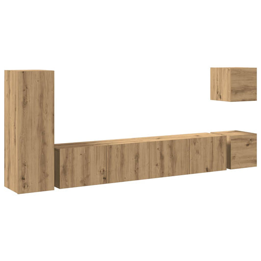 5 Piece TV Cabinet Set Wall-mounted Artisan Oak Engineered Wood 5 Piece TV Cabinet Set Wall-mounted Artisan Oak Engineered Wood