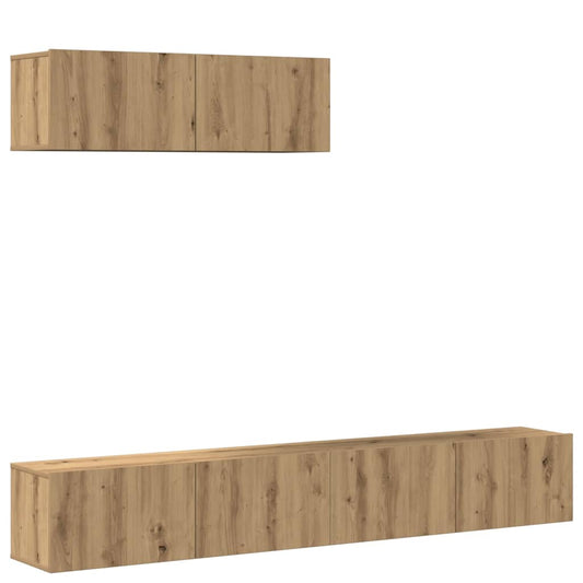 3 Piece TV Cabinet Set Wall-mounted Artisan Oak Engineered Wood 3 Piece TV Cabinet Set Wall-mounted Artisan Oak Engineered Wood