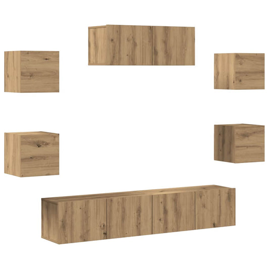 7 Piece TV Cabinet Set Wall-mounted Artisan Oak 7 Piece TV Cabinet Set Wall-mounted Artisan Oak