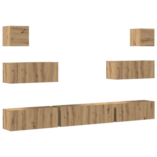7 Piece TV Cabinet Set Wall-mounted Artisan Oak Engineered Wood 7 Piece TV Cabinet Set Wall-mounted Artisan Oak Engineered Wood