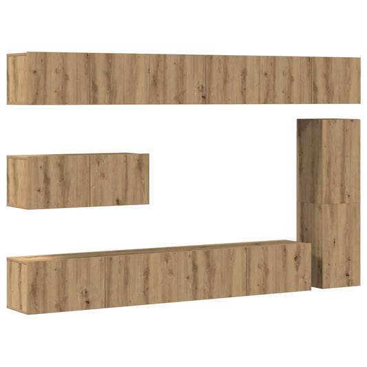 7 Piece TV Cabinet Set Wall-mounted Artisan Oak Engineered Wood 7 Piece TV Cabinet Set Wall-mounted Artisan Oak Engineered Wood