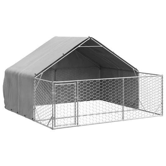 Outdoor Dog Kennel with Run 3x3x1,9 m Galvanised Steel Outdoor Dog Kennel with Run 3x3x1,9 m Galvanised Steel