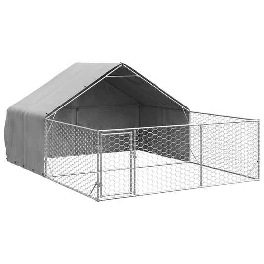 Outdoor Dog Kennel with Run 4x3x1.9 m Galvanised Steel Outdoor Dog Kennel with Run 4x3x1.9 m Galvanised Steel