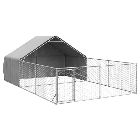 Outdoor Dog Kennel with Run 6x3x1,9 m Galvanised Steel Outdoor Dog Kennel with Run 6x3x1,9 m Galvanised Steel