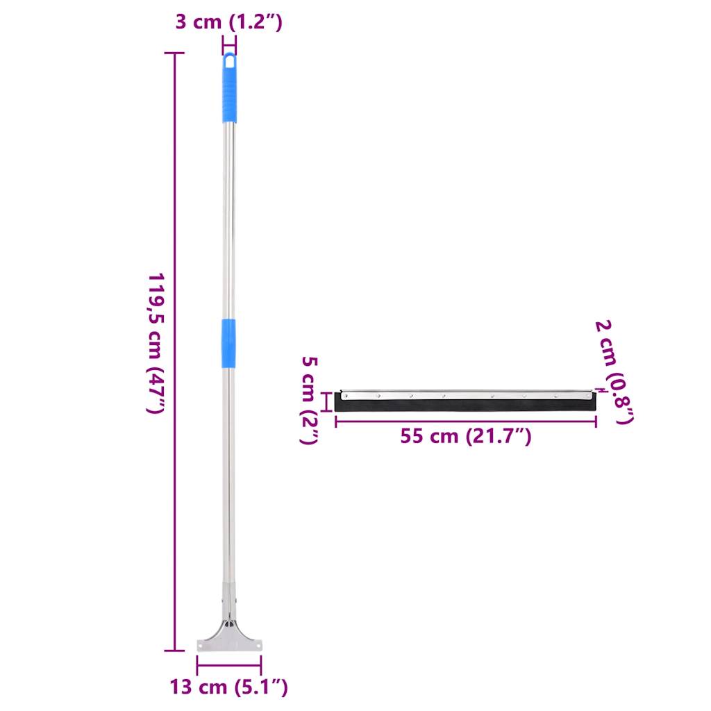 Floor Squeegee 55x122.5 cm Steel and Rubber