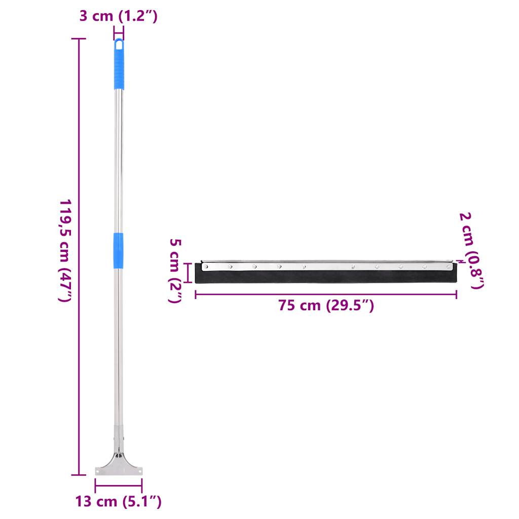 Floor Squeegee 75x122.5 cm Steel and Rubber