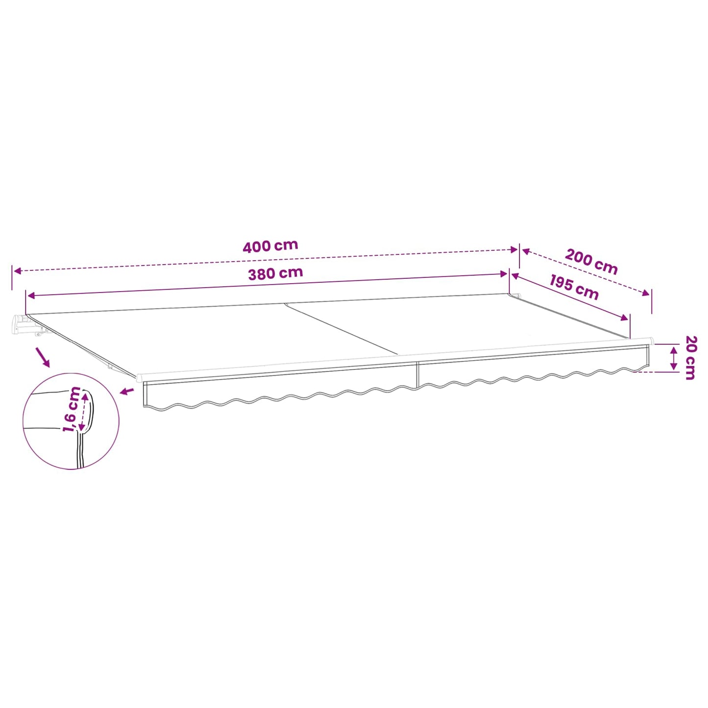 Awning Canopy Replacement for 4x2 m Anthracite Polyester
