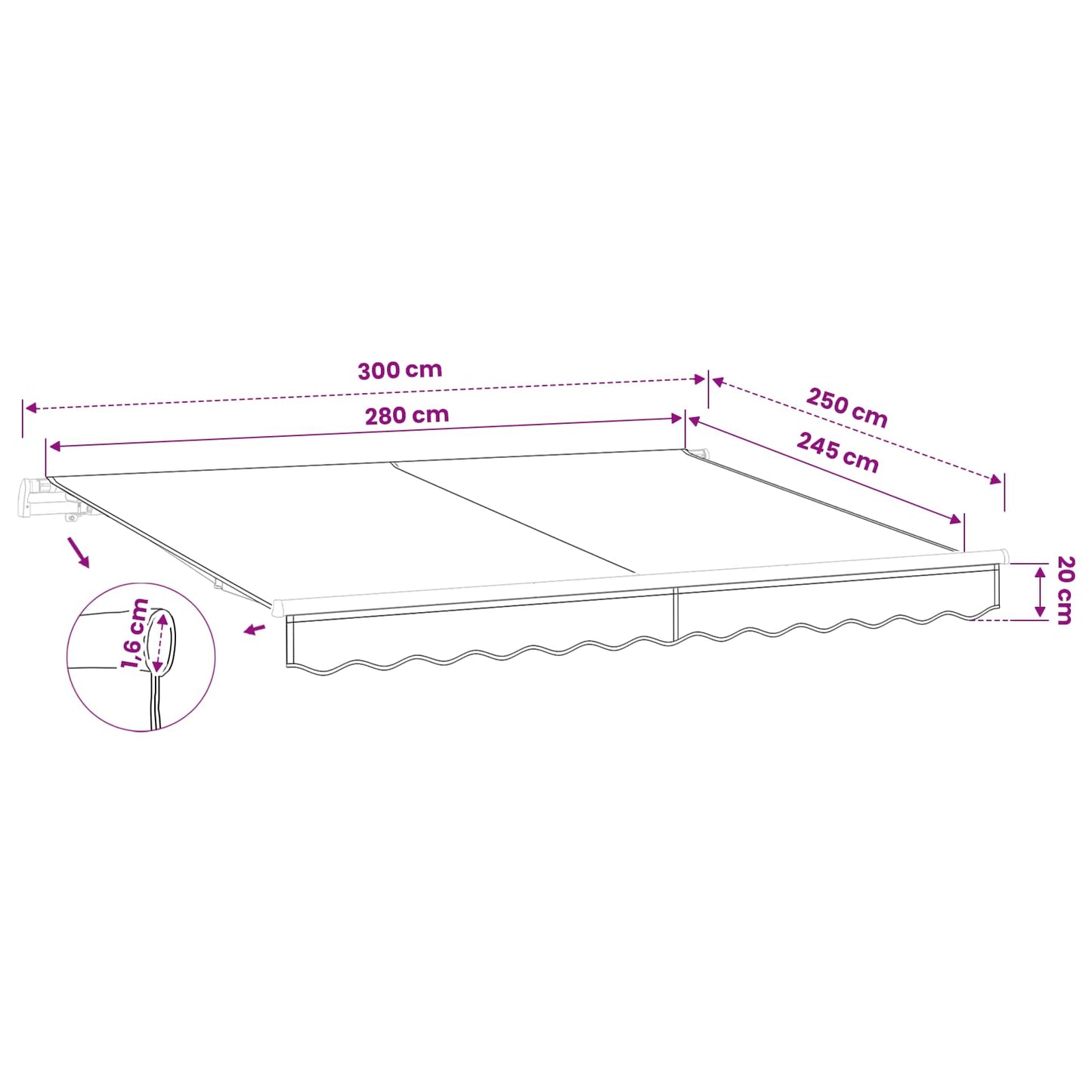 Awning Canopy Replacement for 3x2.5 m Beige Polyester