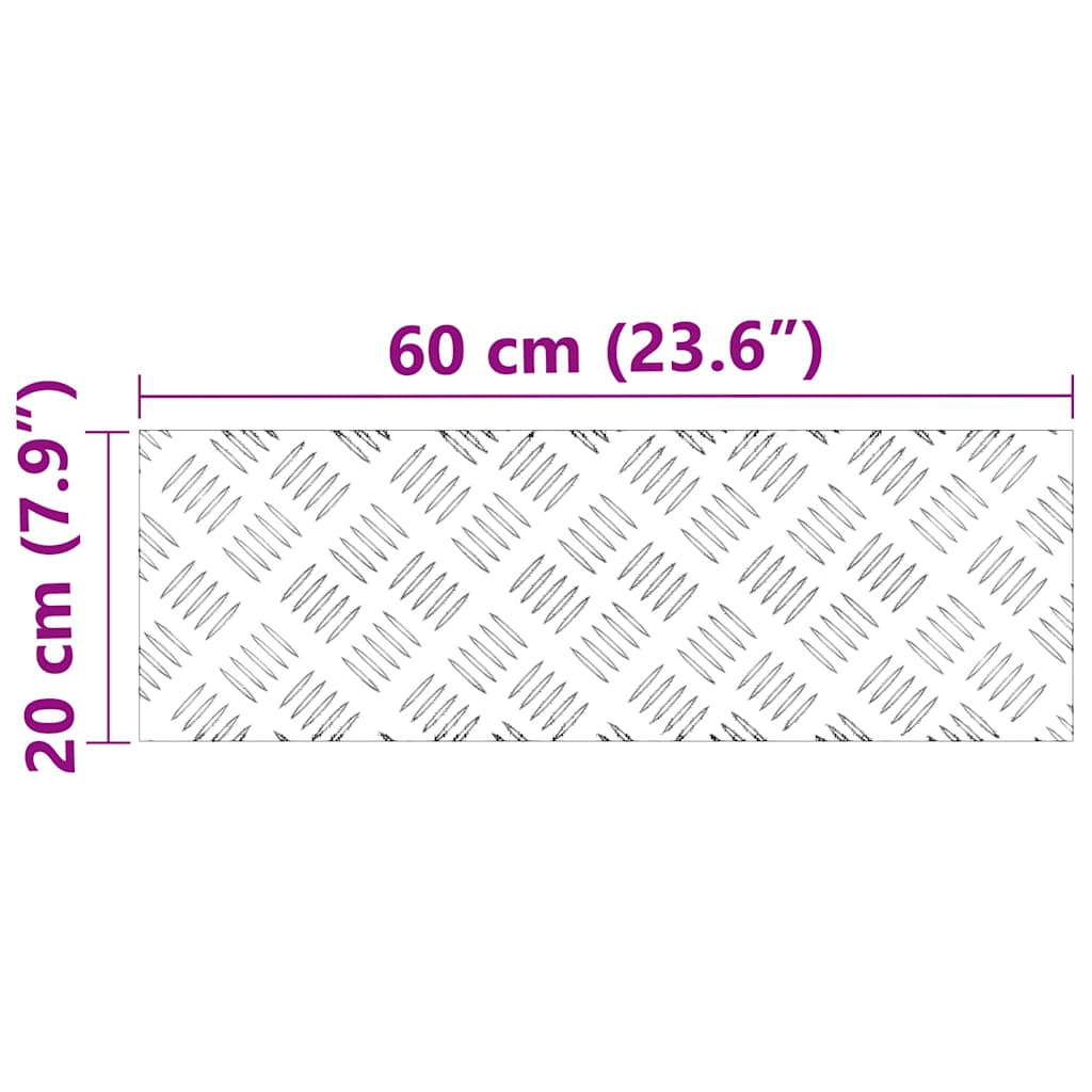 Stair Tread Rectangular 4 pcs Silver 60 x 20 cm Aluminium