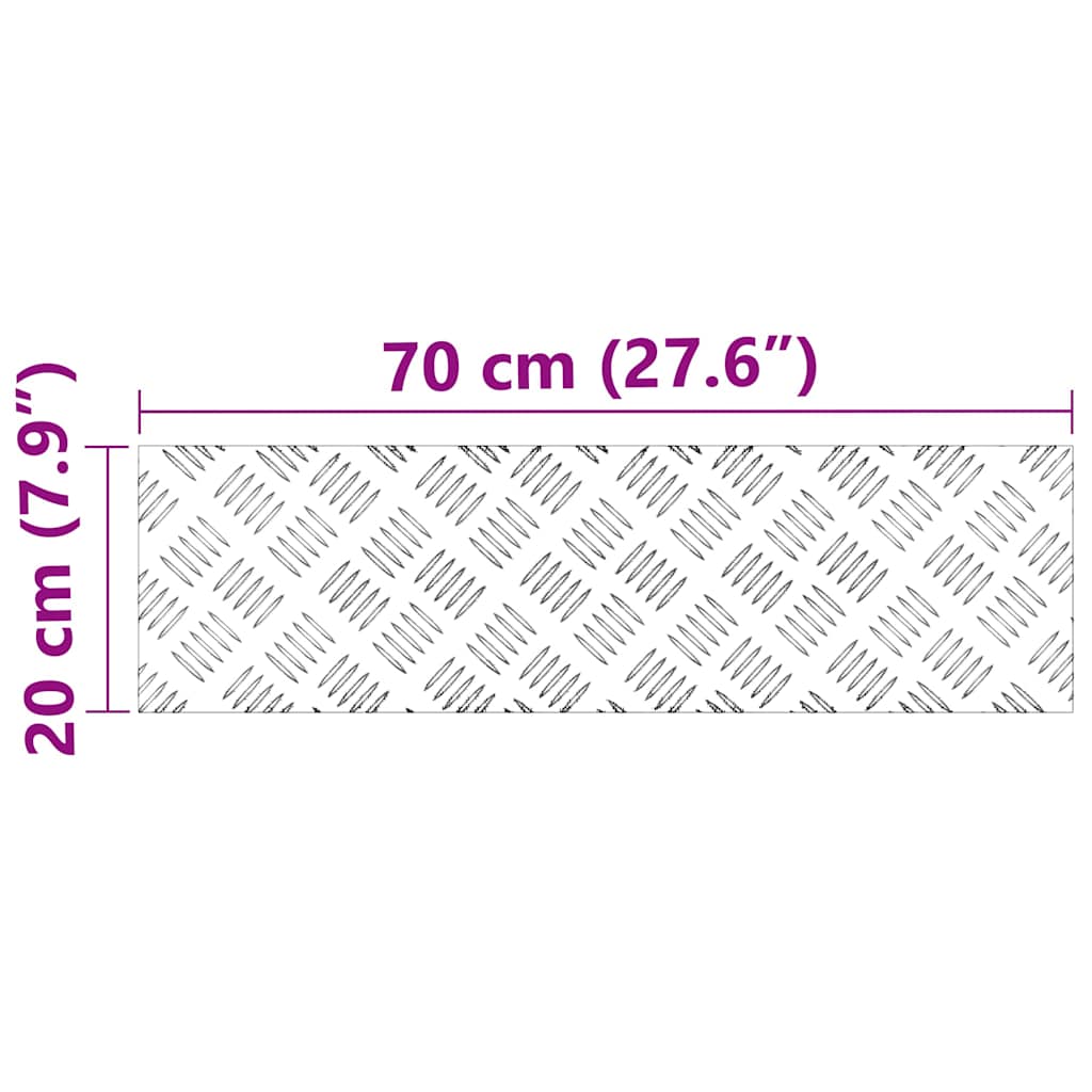 Stair Tread Rectangular 2 pcs Silver 70 x 20 cm Aluminium
