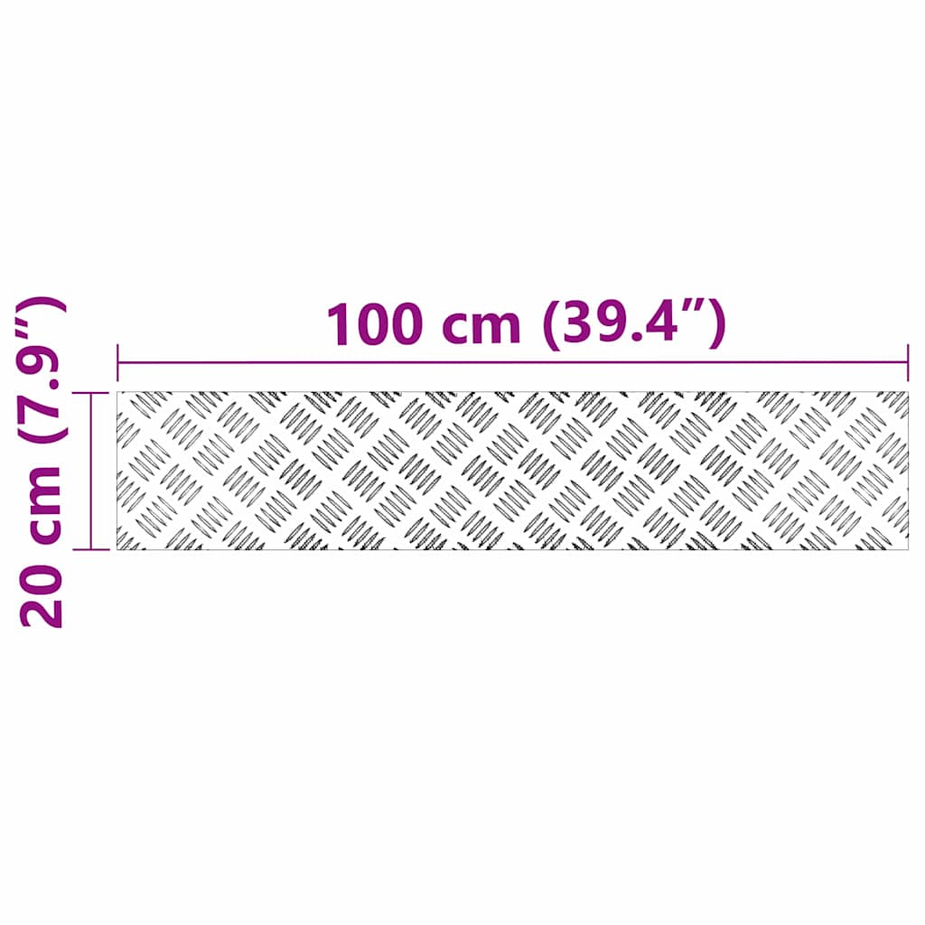 Stair Tread Rectangular 4 pcs Silver 100 x 20 cm Aluminium