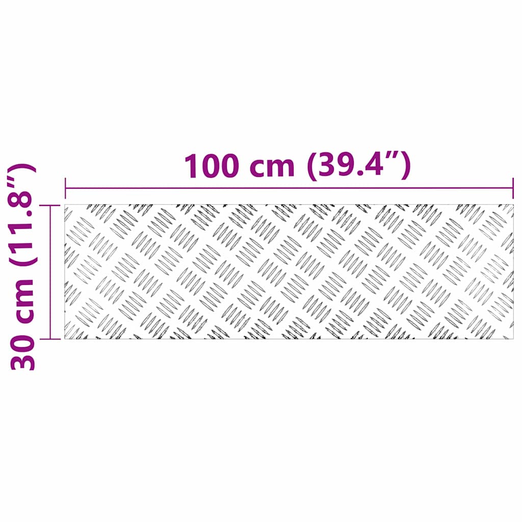 Stair Tread Rectangular 4 pcs Silver 100 x 30 cm Aluminium