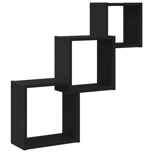 Wall Cube Shelves Black Oak 68x15x68 cm Engineered Wood Wall Cube Shelves Black Oak 68x15x68 cm Engineered Wood