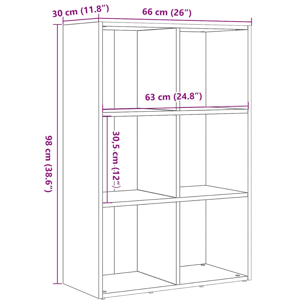 Book Cabinet Black Oak 66x30x98 cm Engineered Wood