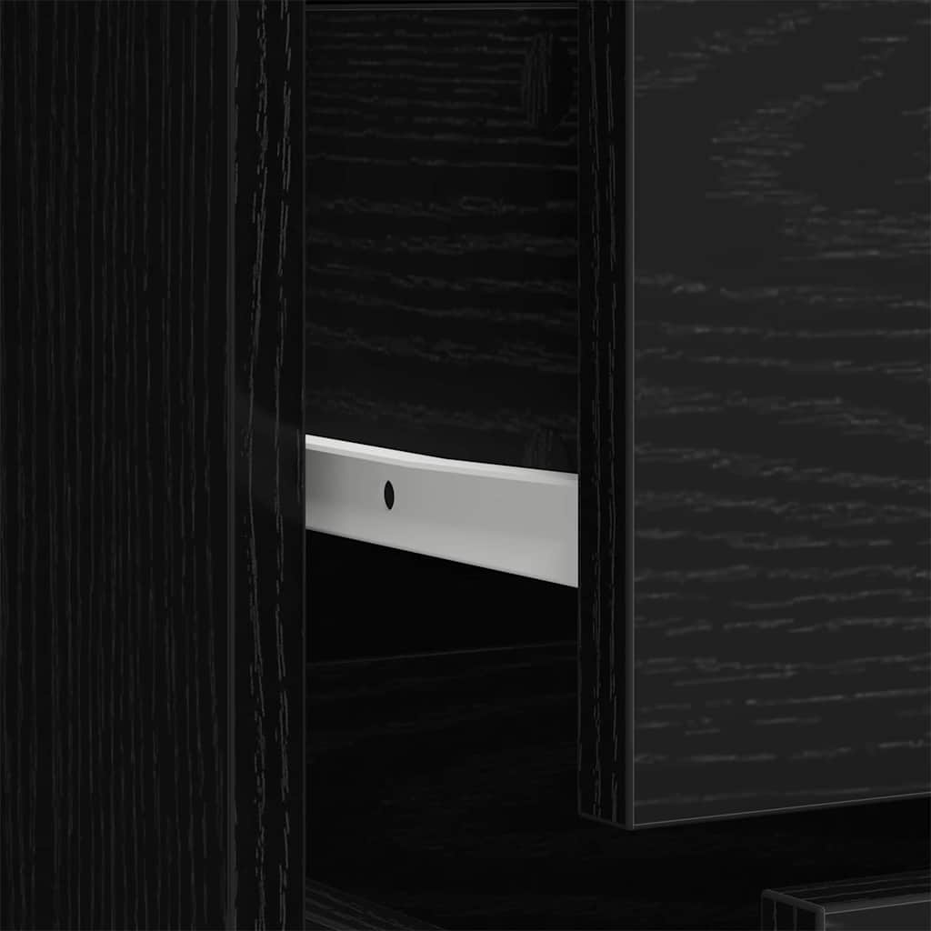 Wardrobe with Drawer Black Oak 80 x 52 x 180 cm Engineered Wood