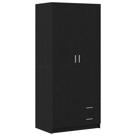 Wardrobe Black Oak 80 x 52 x 180 cm Engineered Wood Wardrobe Black Oak 80 x 52 x 180 cm Engineered Wood