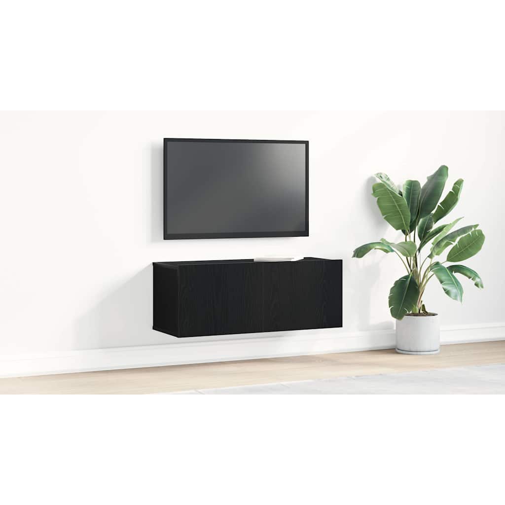 TV Cabinet Black Oak 80 x 30 x 30 cm Engineered Wood