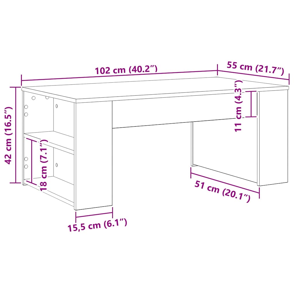 Coffee Table Black Oak 102 x 55 x 42 cm Engineered Wood