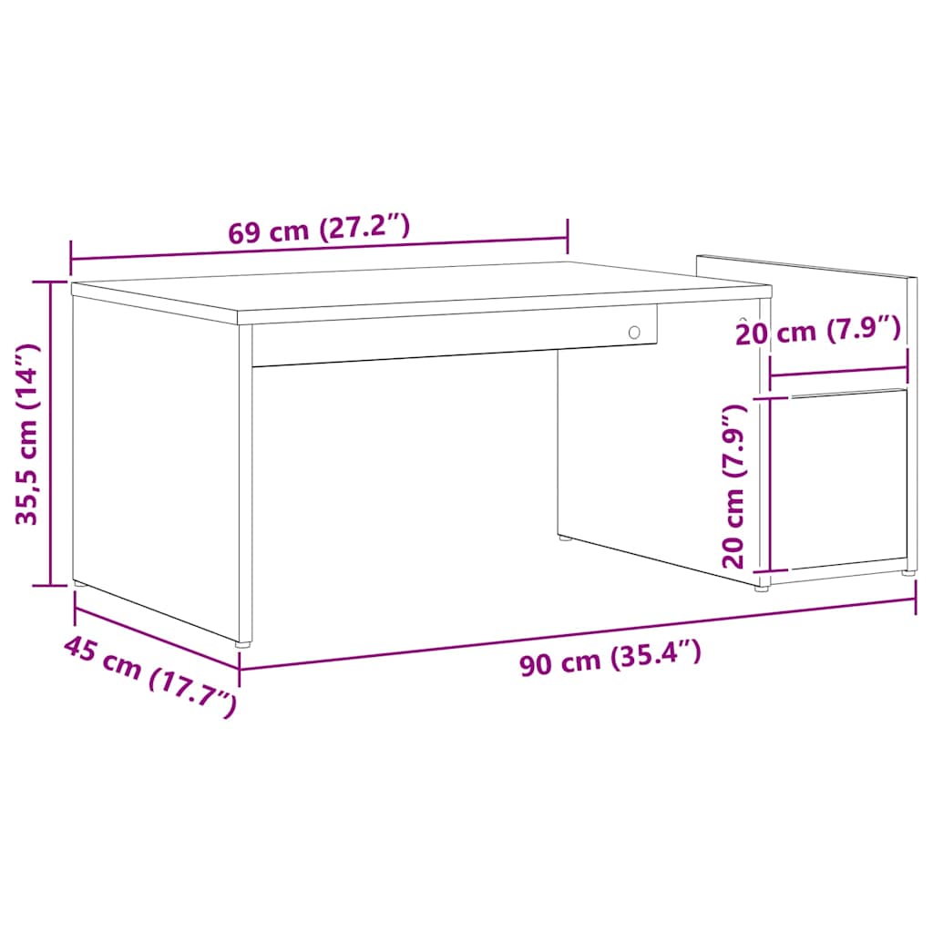 Coffee Table Black Oak 90 x 45 x 35 cm Engineered Wood