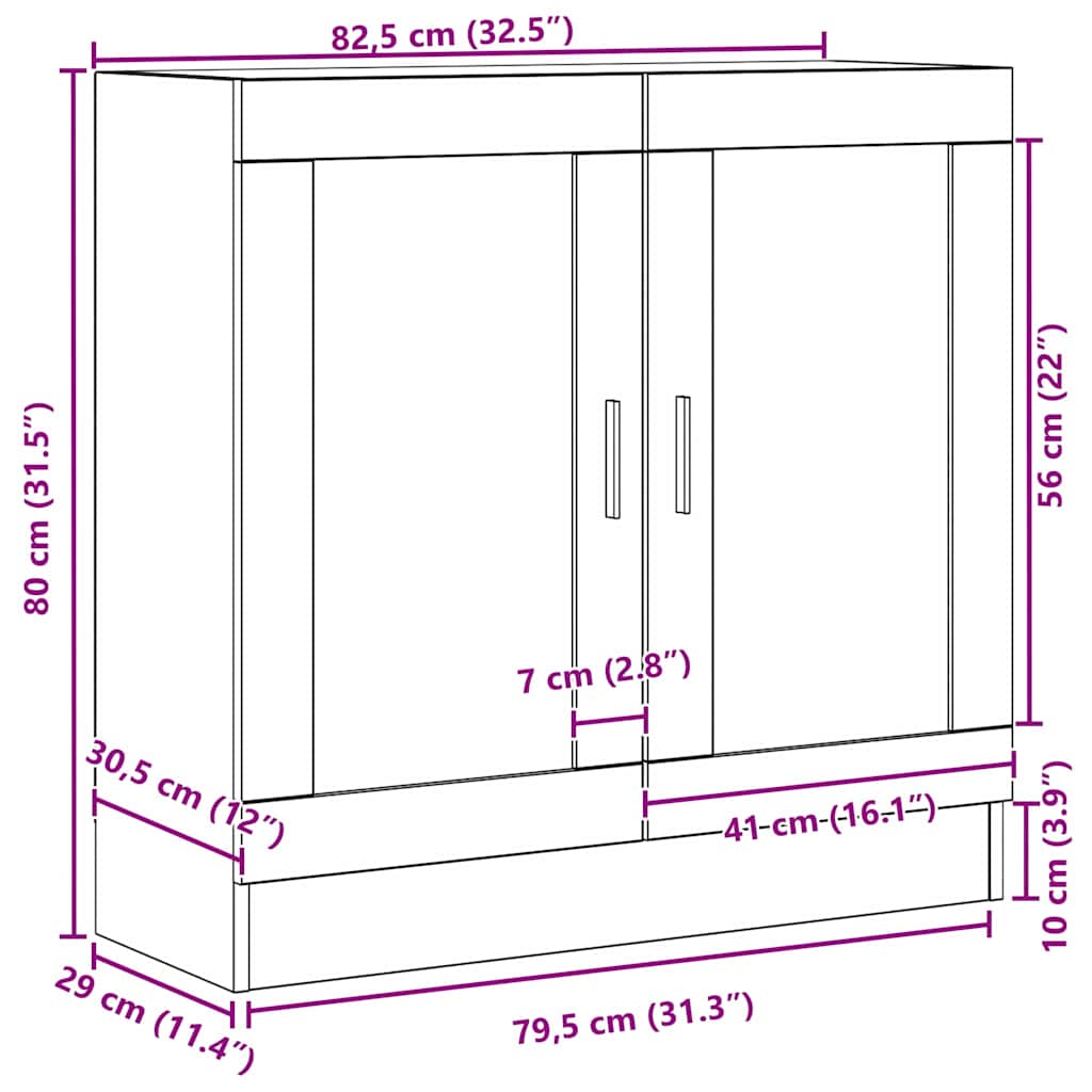 Book Cabinet 3-Tier 82.5 x 30.5 x 80 cm Engineered Wood
