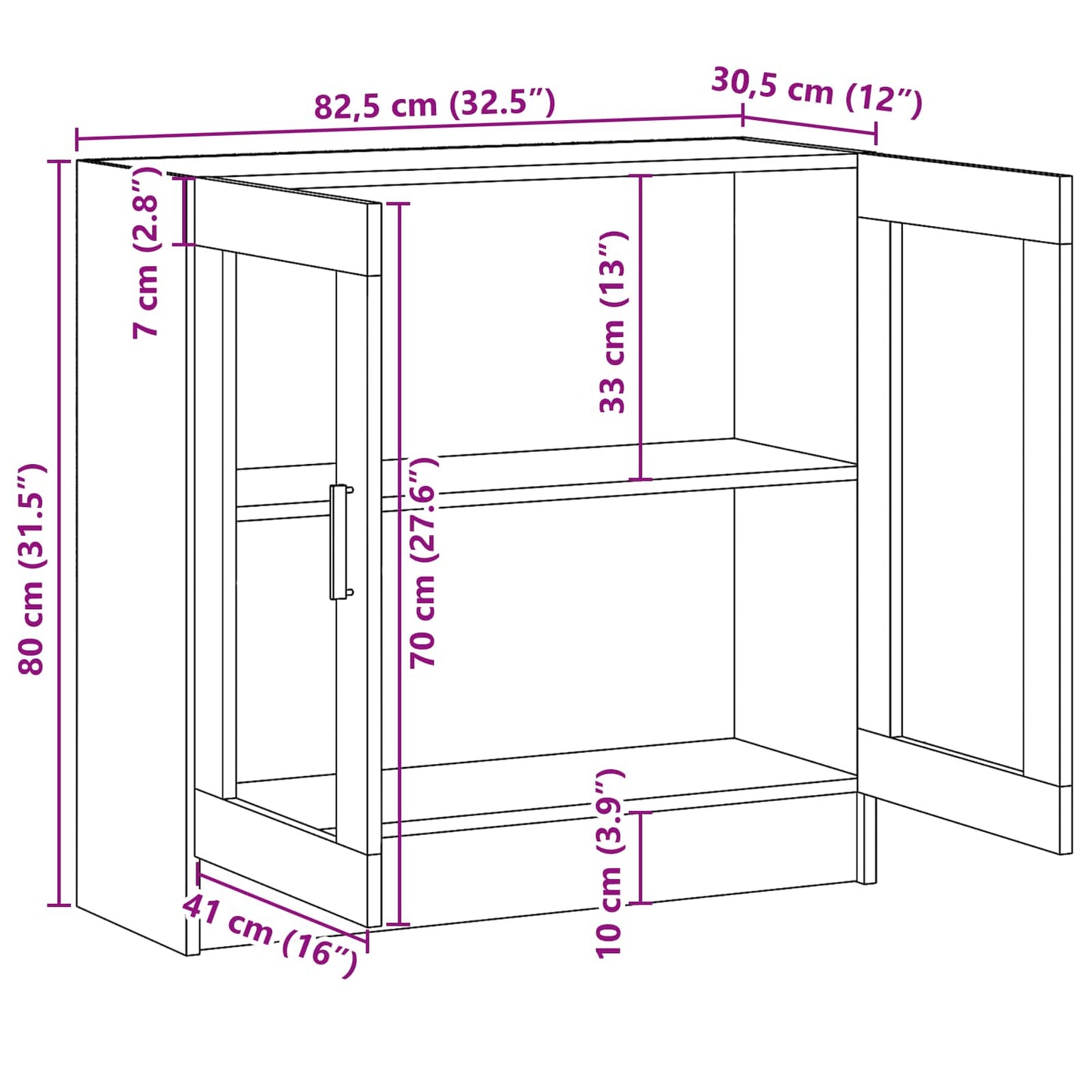 Book Cabinet 4-Tier 82.5 x 30.5 x 80 cm Engineered Wood