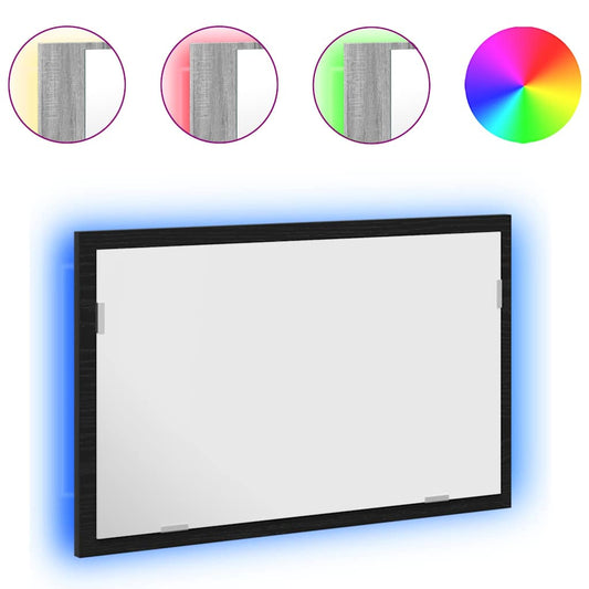 Bathroom Mirror with LED Lights Black Oak 60x8.5x37 cm Bathroom Mirror with LED Lights Black Oak 60x8.5x37 cm