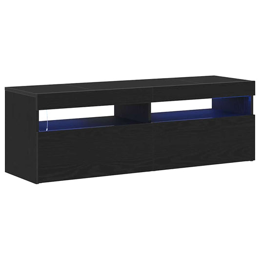 TV Cabinet with LED Black Oak 120 x 35 x 40 cm Engineered Wood TV Cabinet with LED Black Oak 120 x 35 x 40 cm Engineered Wood