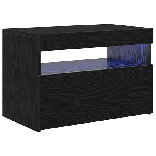 TV Cabinet with LED Black Oak 60 x 35 x 40 cm Engineered Wood TV Cabinet with LED Black Oak 60 x 35 x 40 cm Engineered Wood