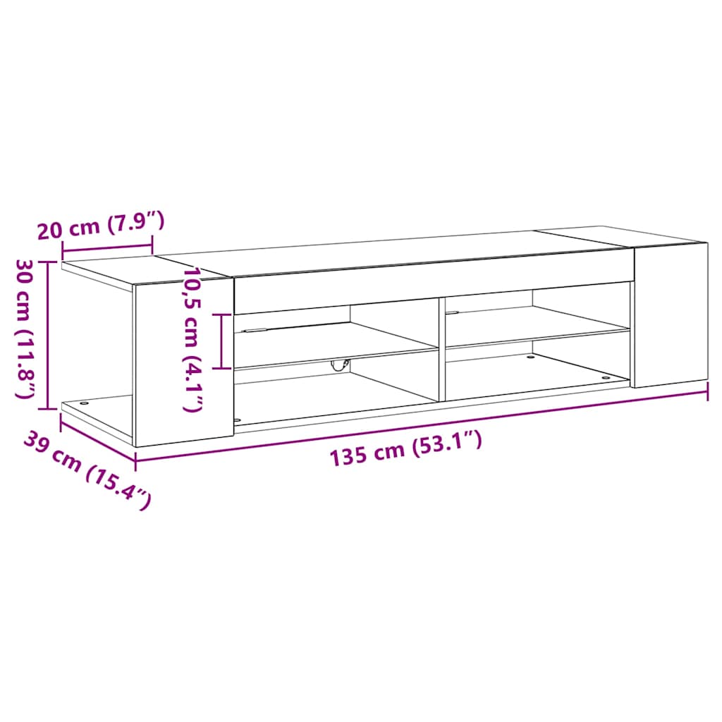 TV Cabinet Black Oak 135 x 39 x 30 cm Engineered Wood